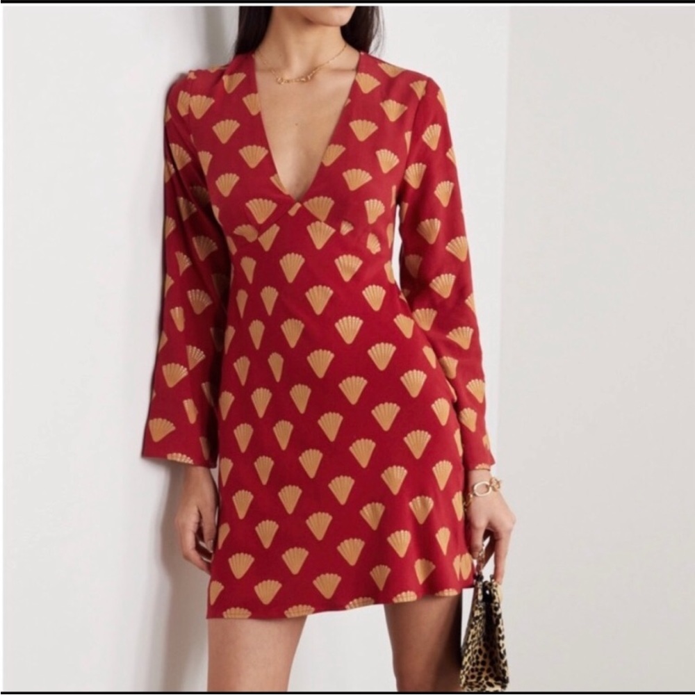 RIXO Lizzie Dress - Red Shell size SMALL